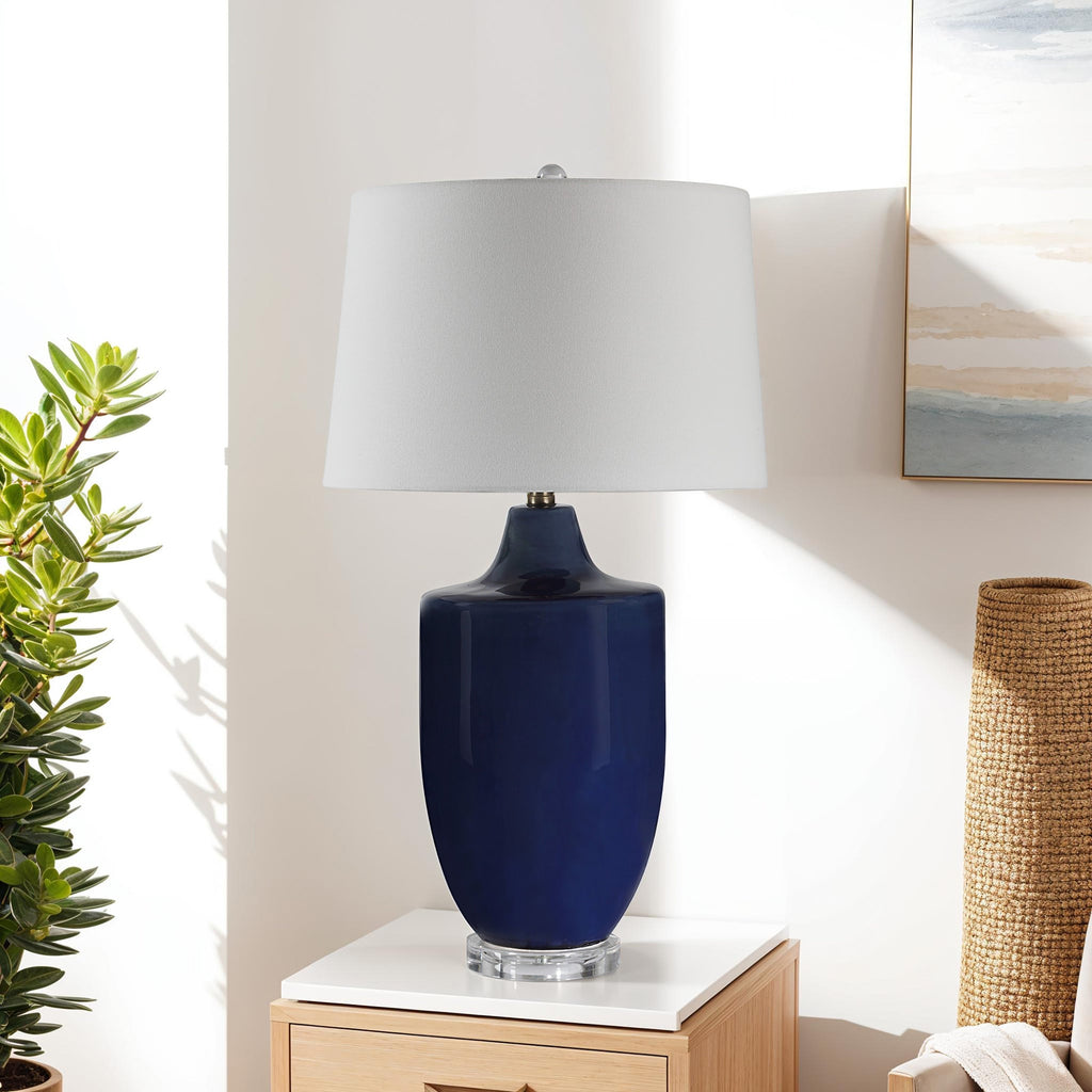 Everren Decimus 30.75" Height Table Lamp - Crackled Navy