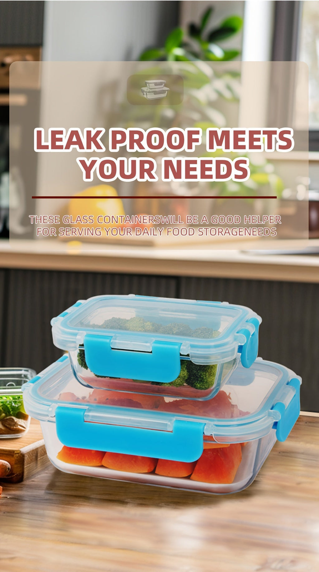 10pcs Leak-Proof Glass Meal Prep Containers - Durable, Reusable Kitchen Organizers - Airtight for Freshness - Ideal for Camping, Picnics, School, Office & Home