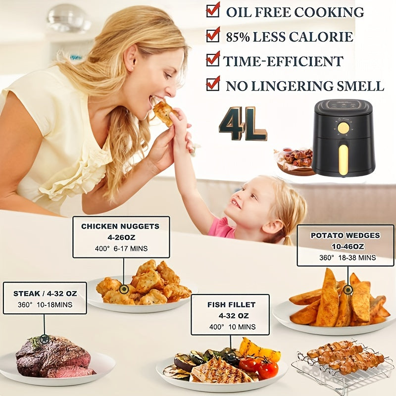 Mechanical Knob Type Air Fryer 1.06gal, BasicSimple Cooking Tool For Kitchen, MultifunctionalHousehold Healthy Cooking