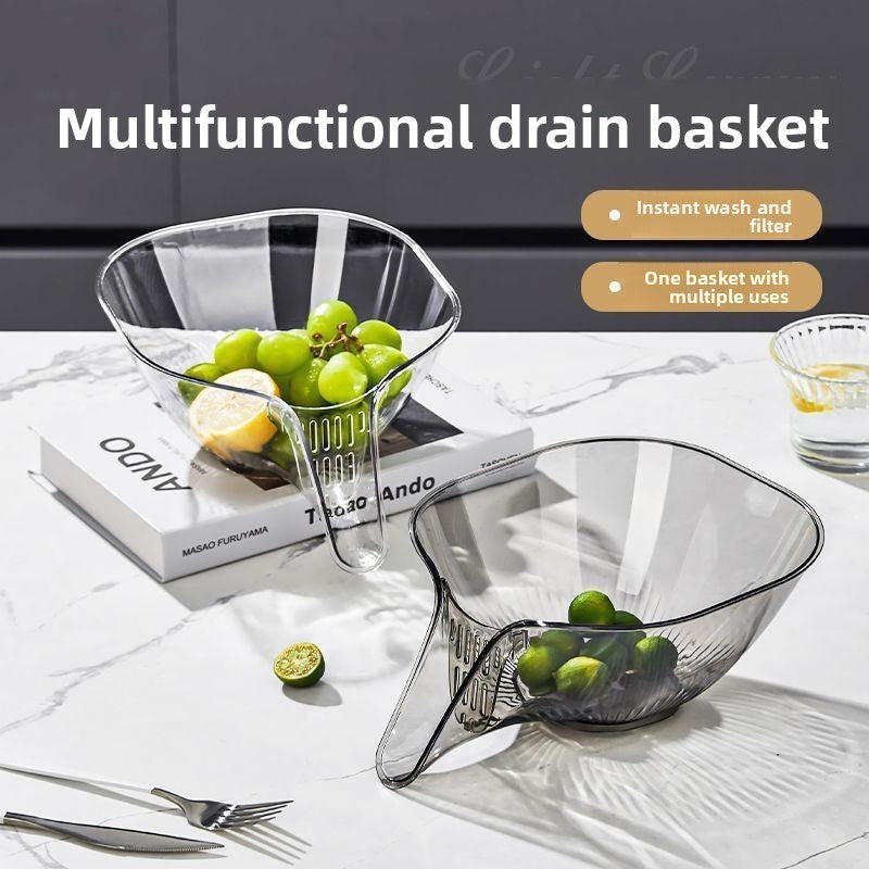 Multifunctional Kitchen Washing & Draining Basket ? Durable PET Plastic Fruit & Vegetable Washer