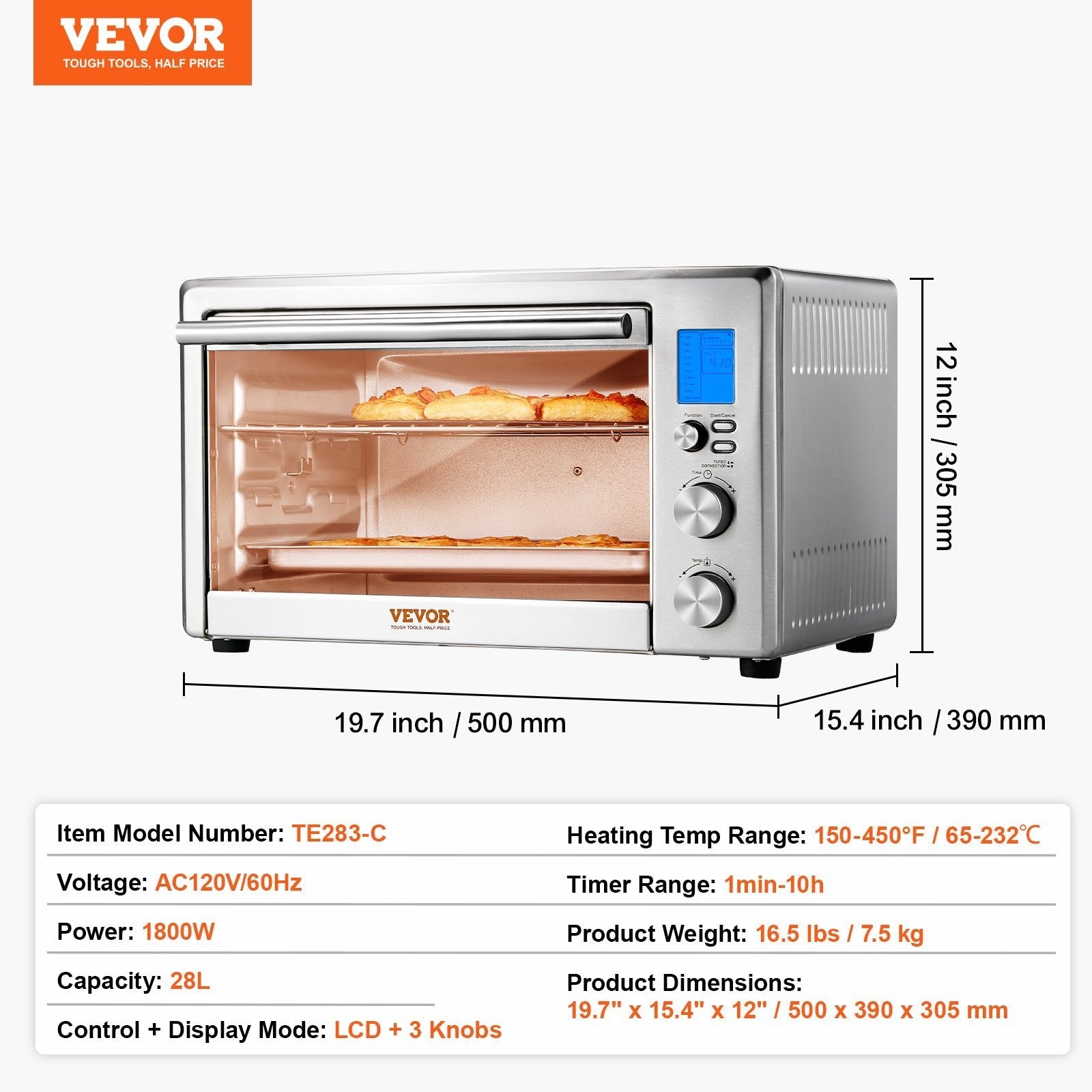 Countertop Convection Oven 28L – 10-in-1 Toaster