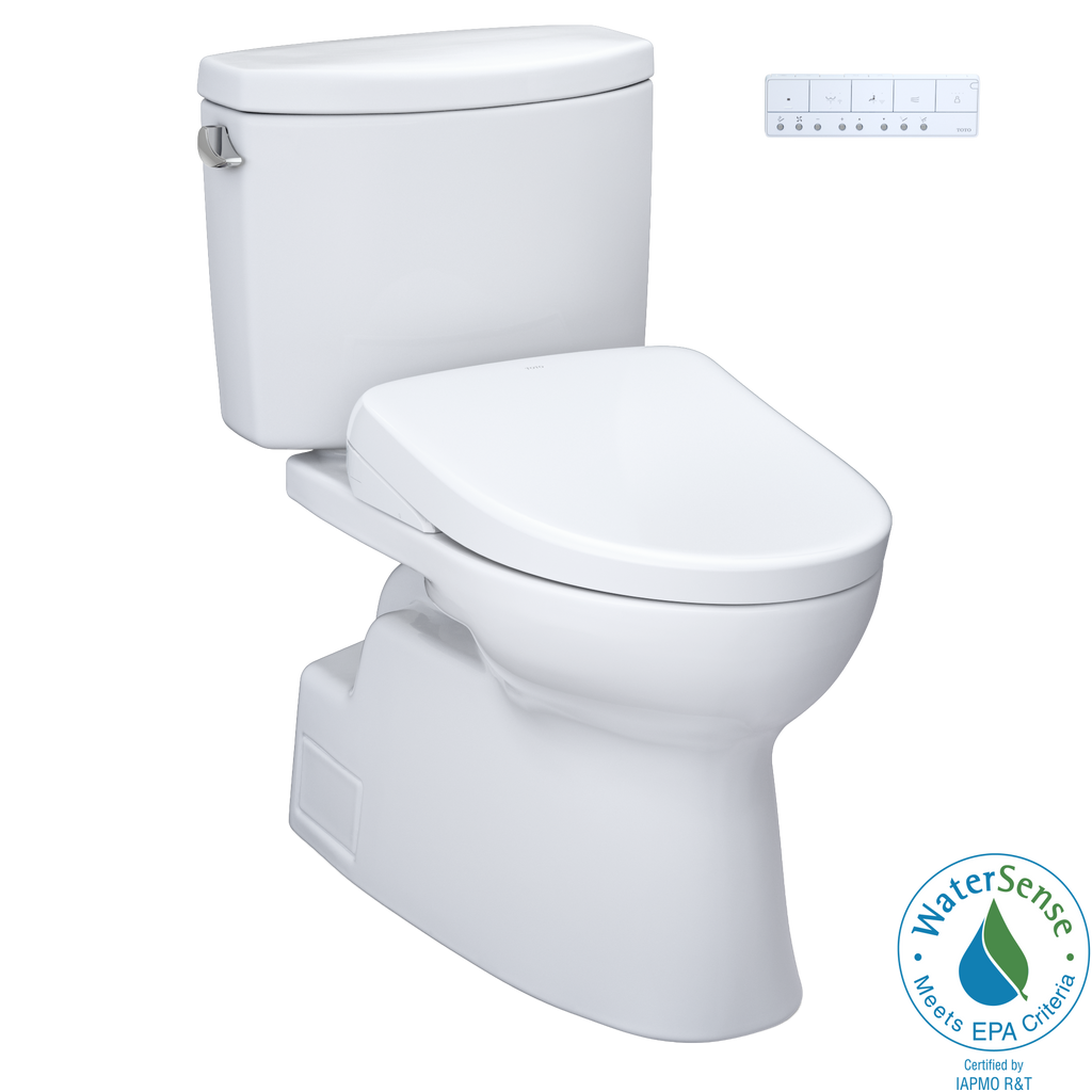 TOTO Washlet+ Vespin II Two Piece Elongated 1.28 GPF Toilet with Auto Flush Washlet+ S7A Contemporary Bidet Seat