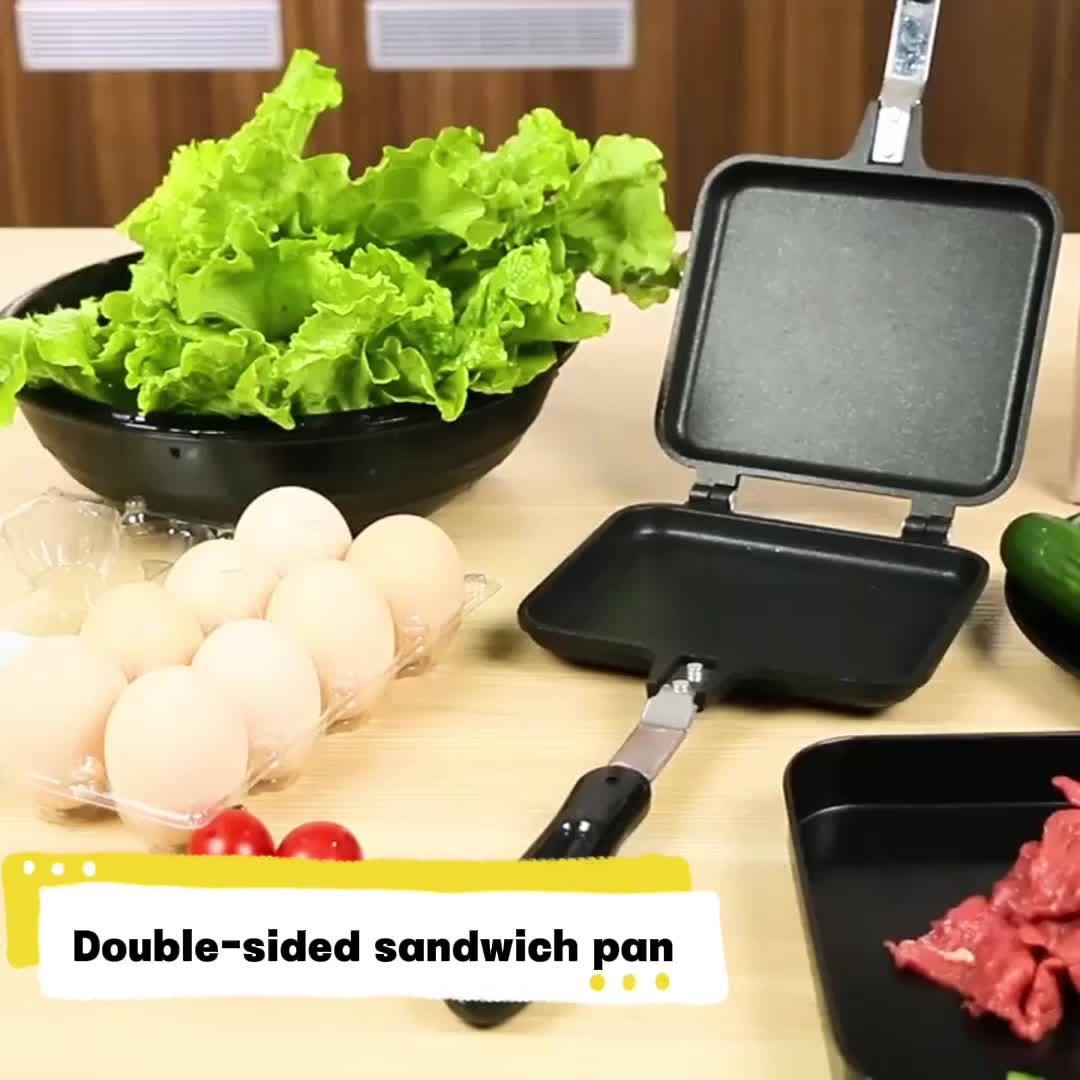 [1pc Non-Stick Sandwich Maker] MOREDOR 1pc Double-Sided Non-Stick Sandwich Maker & Griddle Pan | 1000W Portable Square Design with Detachable Plates | Indoor/Outdoor Kitchen Supplies, Easygrip Handles, Heatresistant Material