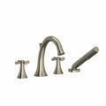 Riobel Edge 4-Piece Deck-Mount Tub Filler with Hand Shower and Cross Handles