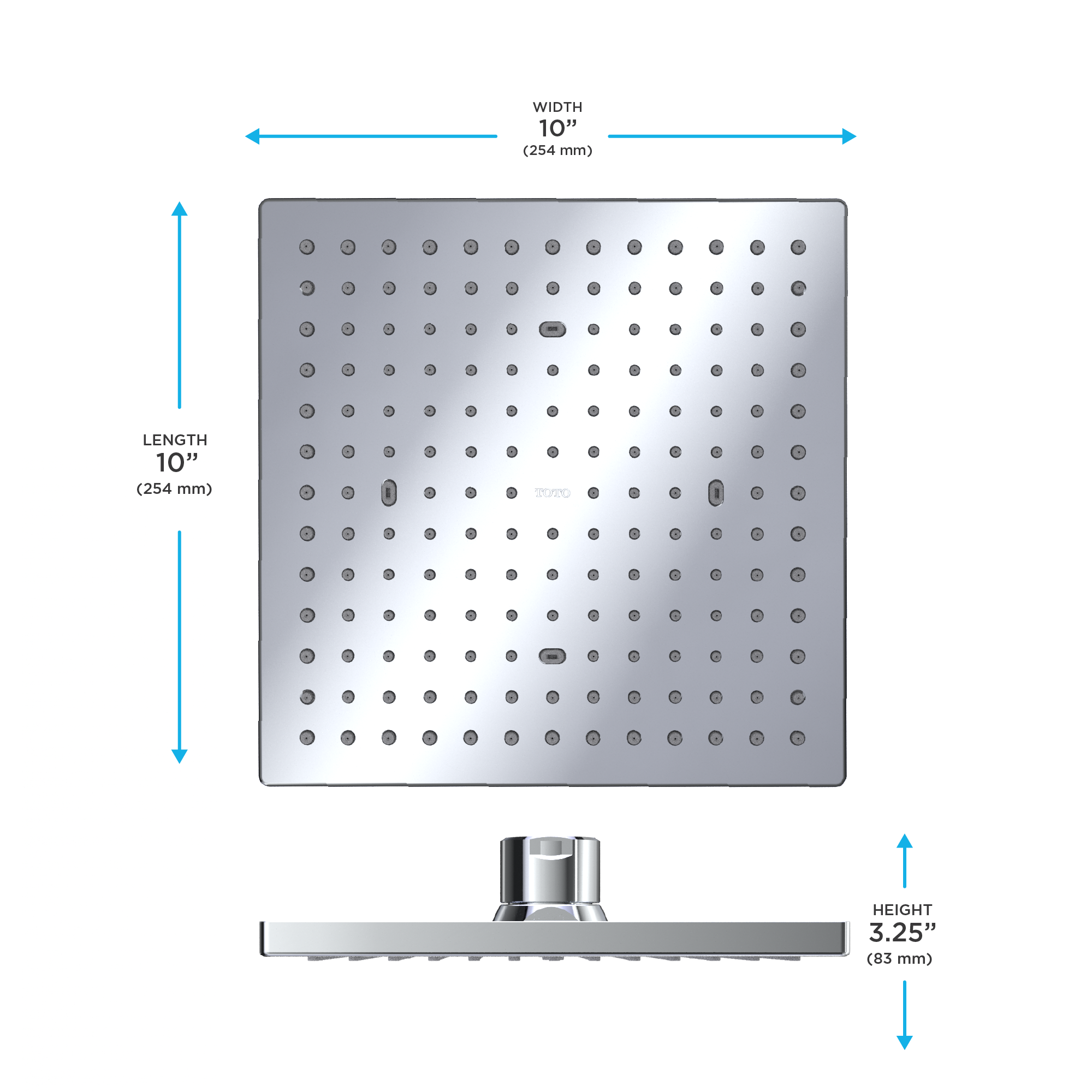 TOTO G Series 1.75 GPM Single Spray 10" Square Showerhead with Comfort Wave