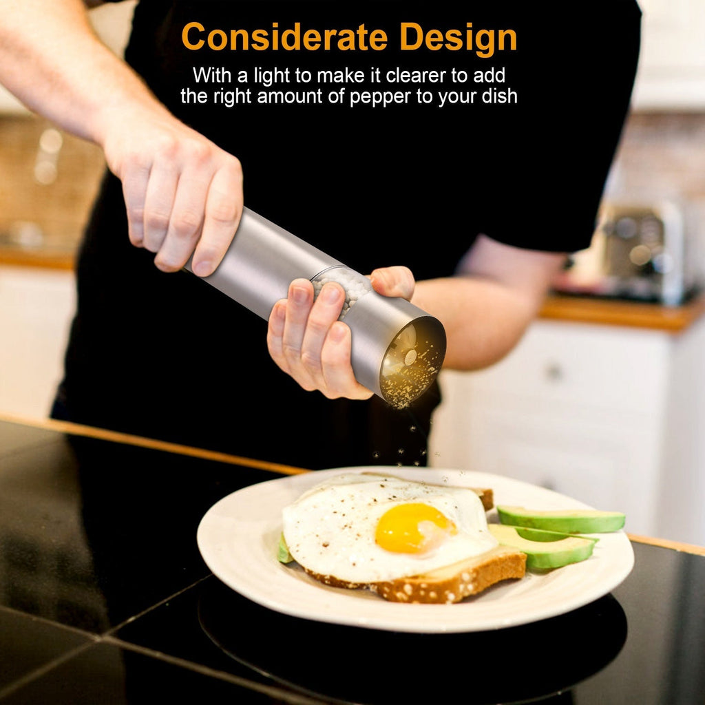 🧂 Electric Salt & Pepper Grinder – Adjustable Coarseness, Battery-Powered