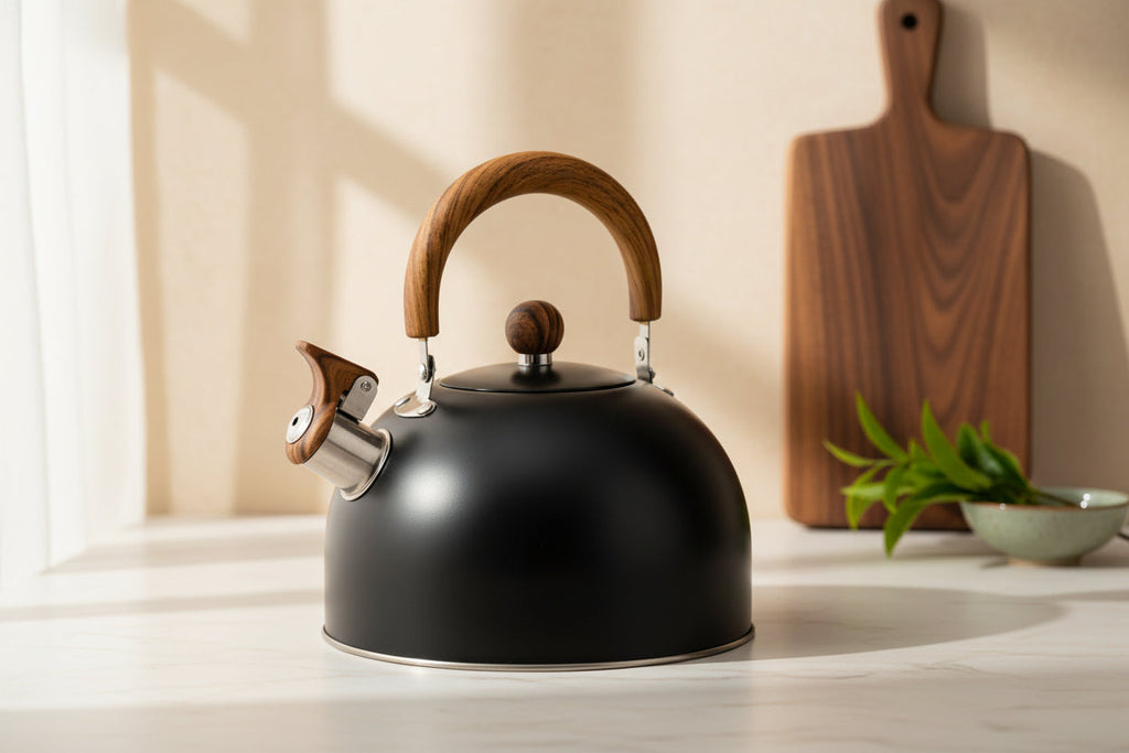 3L Stainless Steel Whistle Kettle – Folding Handle, Modern Dome Design
