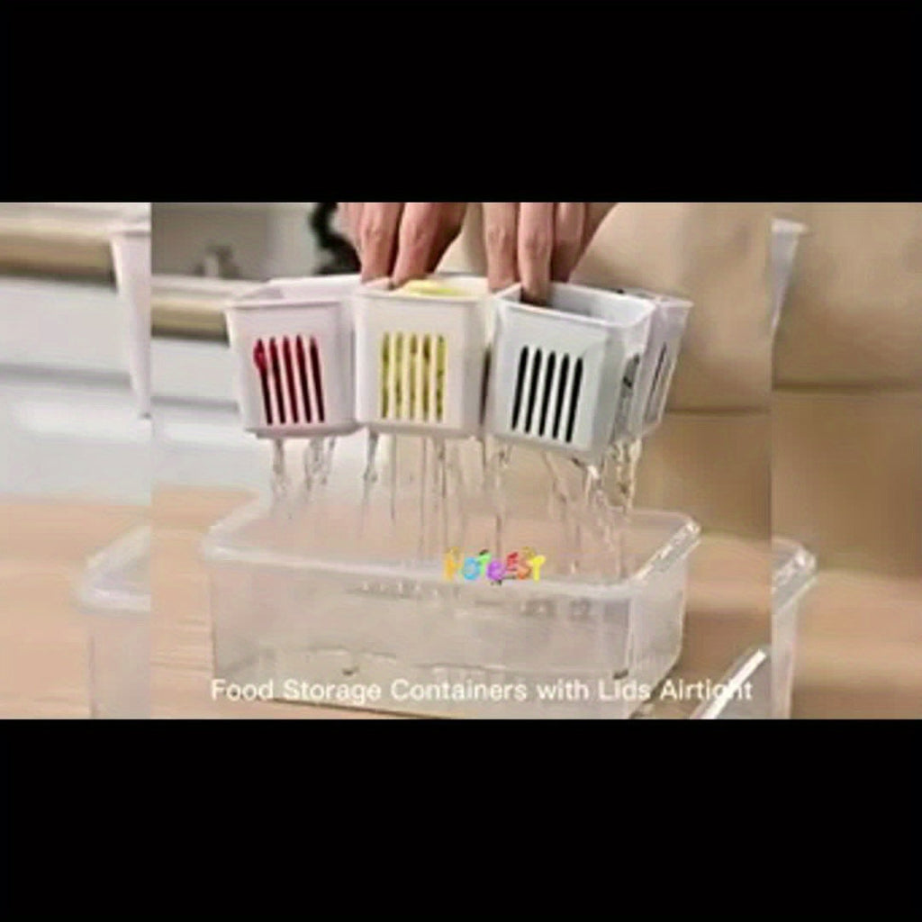 6-Tier Transparent Kitchen Storage Box Set with Lid - Heavy-Duty Plastic Food-Safe Organizer for Fridge, Freezer, Pantry, Kitchen - Space-Saving Design with Ventilation Holes, Stackable Refrigerator Storage Containers