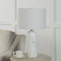 Renwil Beausoleil 25" Tall Satin Brass Iron Table Lamp with Drum Linen Shade