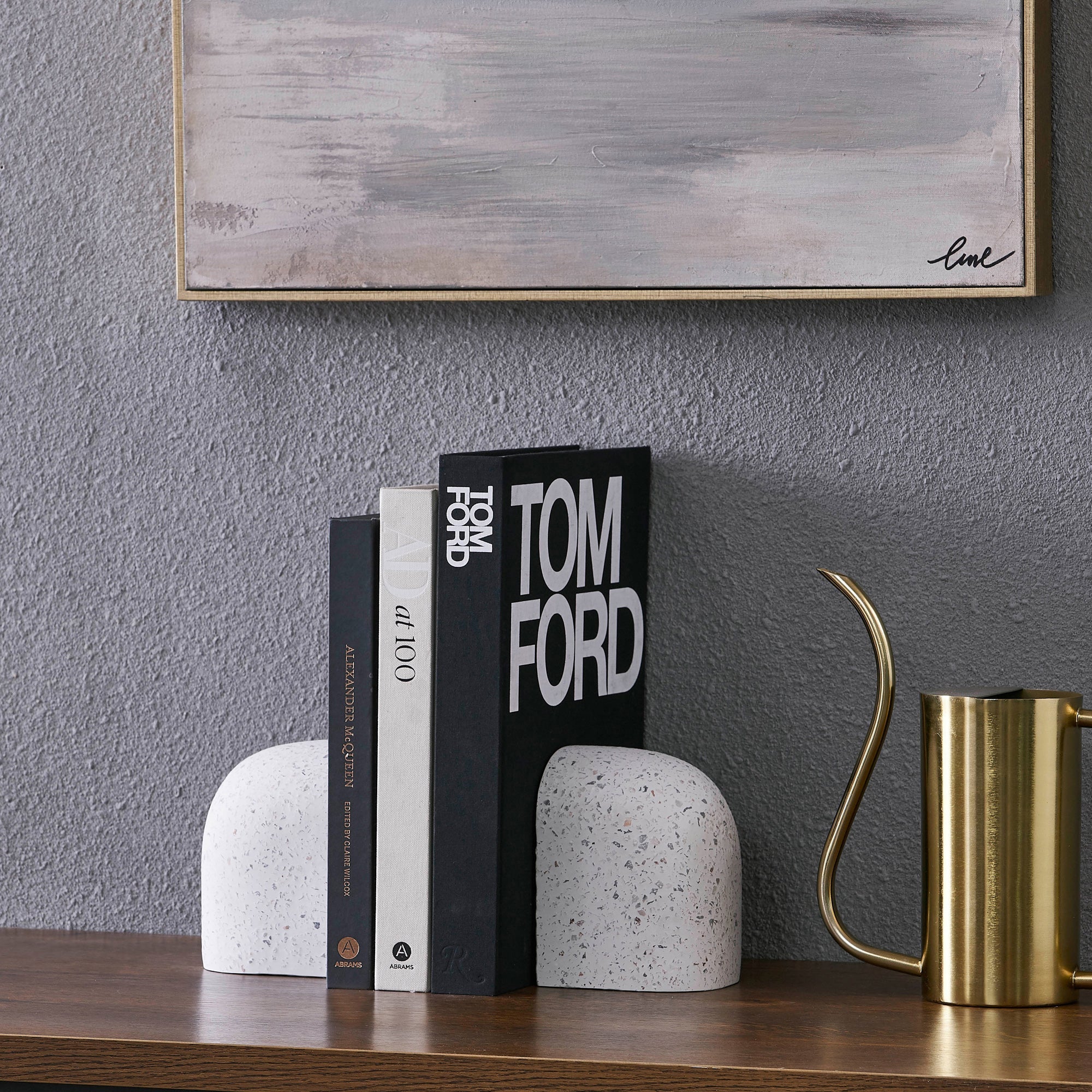 Renwil Bruno Indoor Terrazzo Bookends - White Speckled