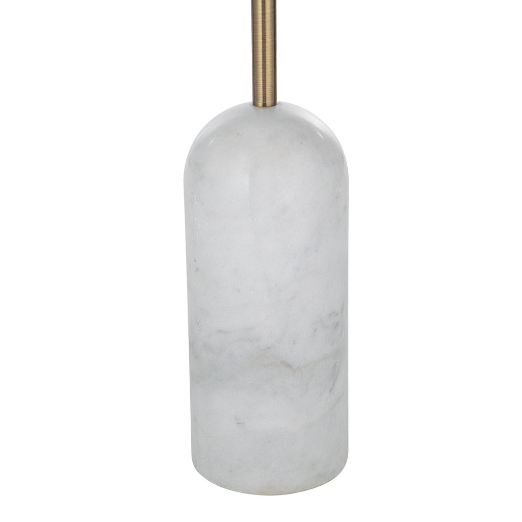 Renwil Lozica 62.5" Tall Antique Brushed Brass Floor Lamp with Drum Linen Shade