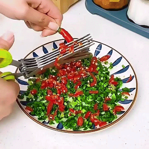 Multi-Layer Herb & Green Onion Scissors – Stainless Steel, 3 or 5 Blade Layers