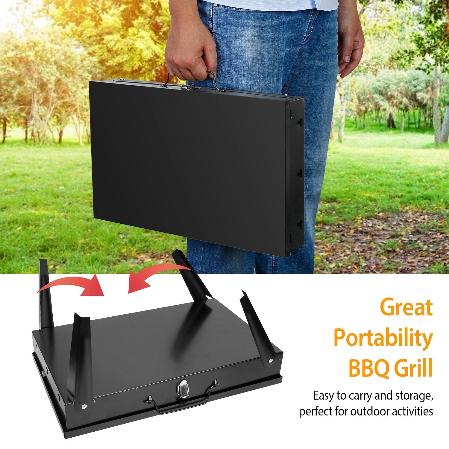 Portable Charcoal Foldable Grills Suitcase Grill Shelf
