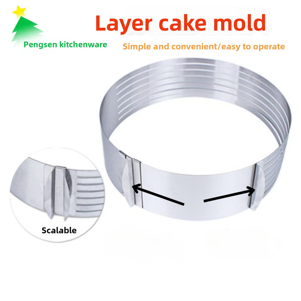 Adjustable Stainless Steel Cake Slicer Telescopic Layer Cutter for Even Baking