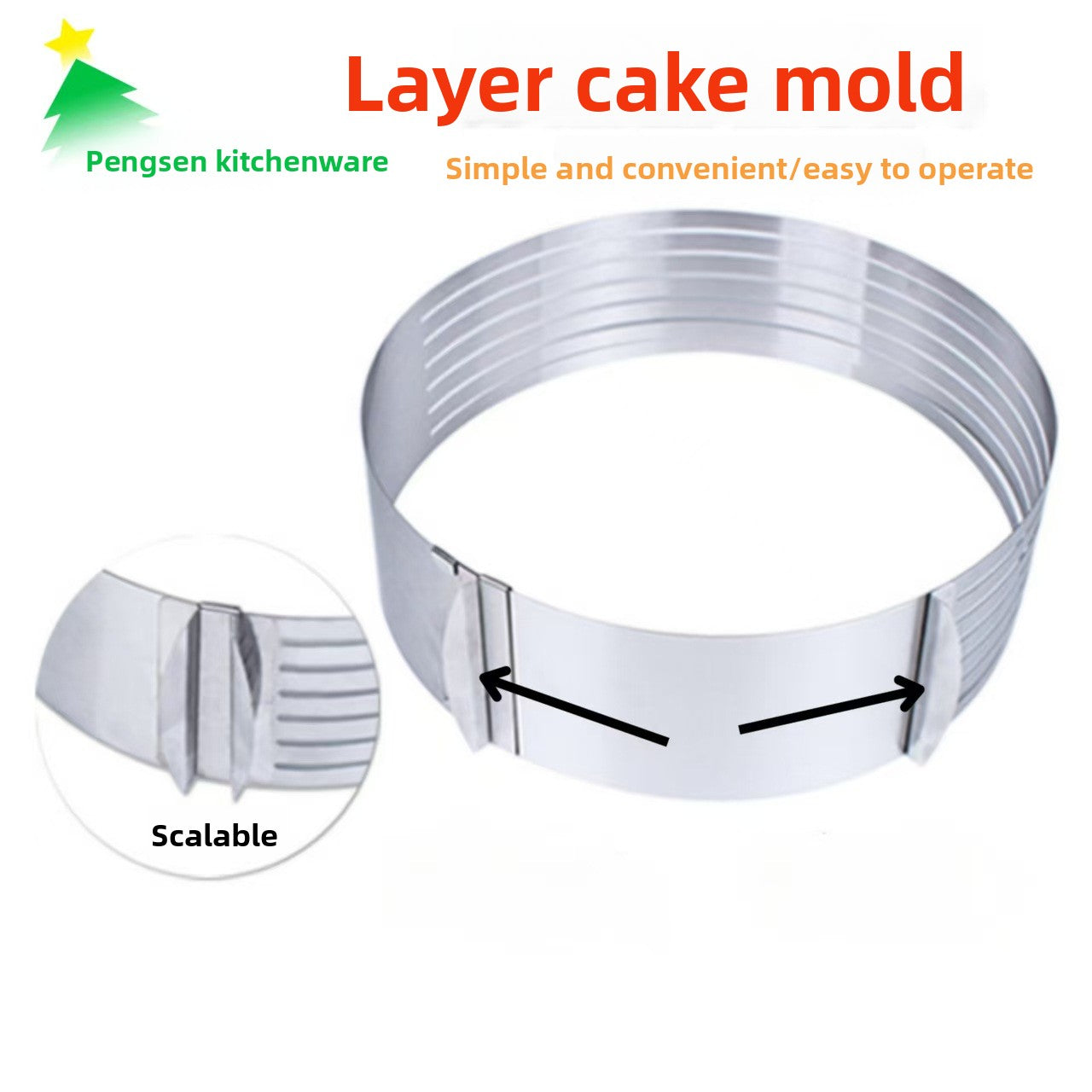 Adjustable Stainless Steel Cake Slicer Telescopic Layer Cutter for Even Baking