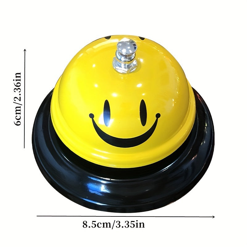 1pc Call Bell Lovely Smile Face Desk Service Bell Ding Bell For Restaurant Hotel Room Kitchen Party Office Elderly Large Yellow Cute Bell, 3.35in*2.36in.