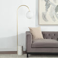 Renwil Merlot 62" Tall Satin Brass Floor Lamp with Globe Glass Shade
