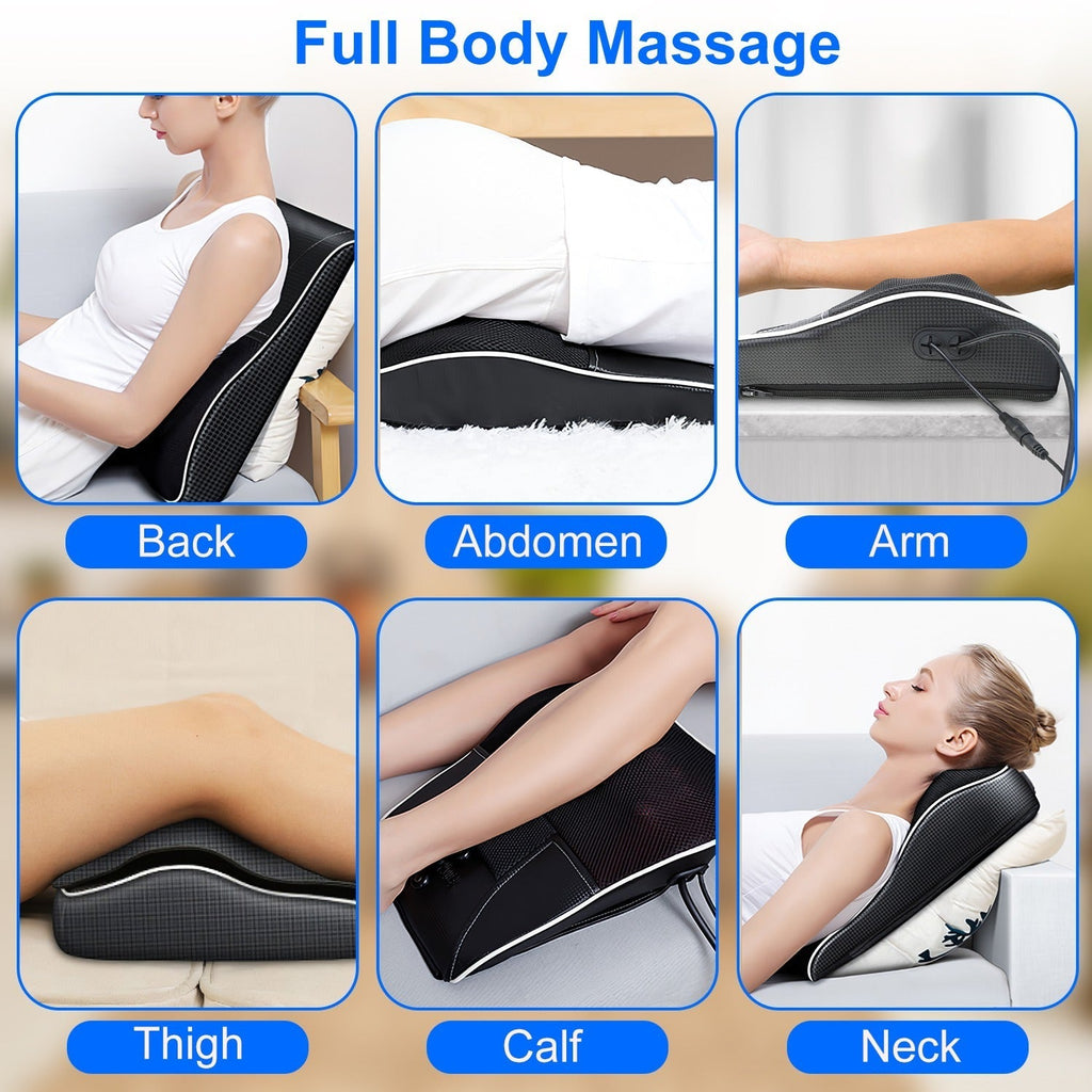 3D Back Massager Pillow – Shiatsu Heat & Kneading Massage