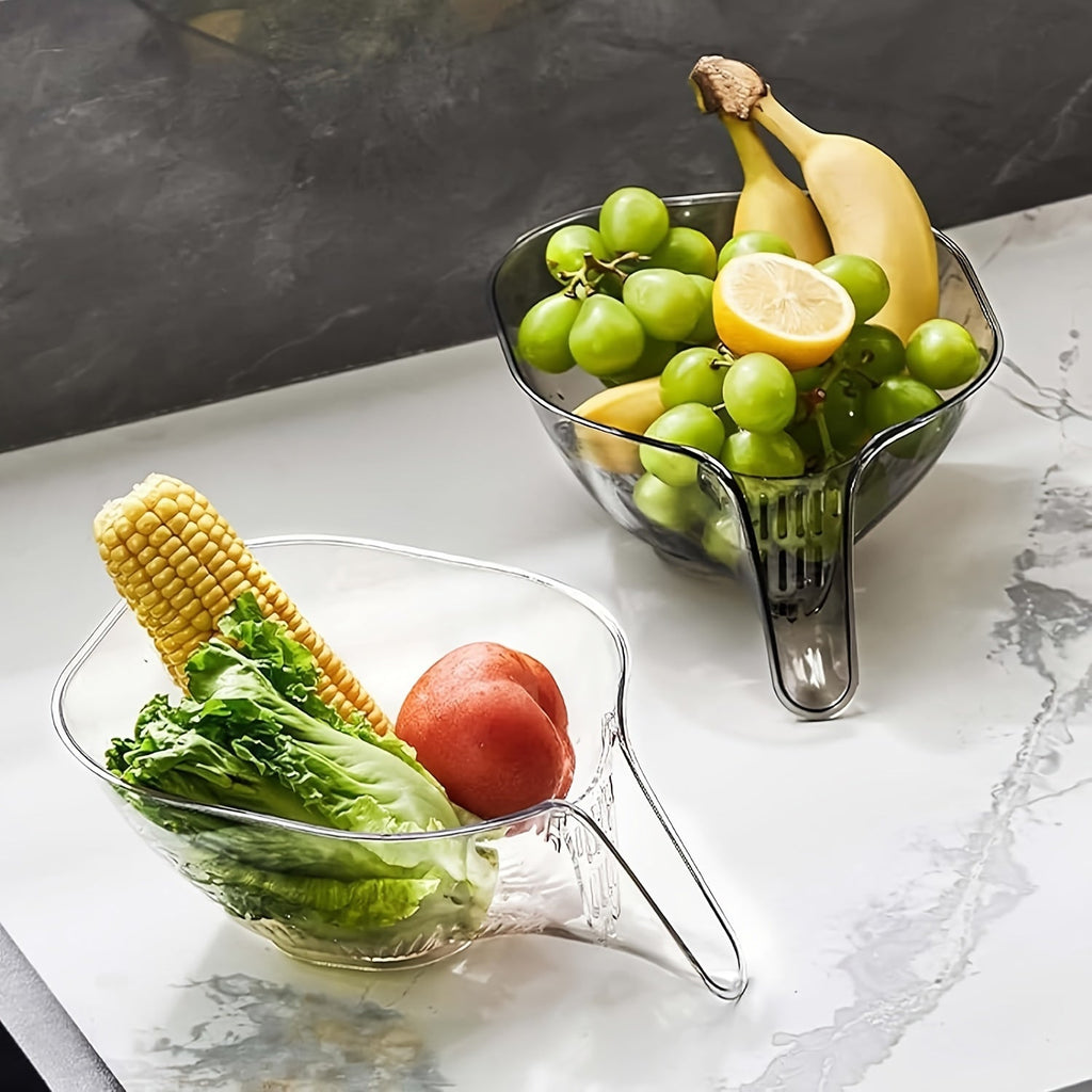 1/2pcs Versatile Kitchen Draining Basket - Sturdy Plastic, Easy Wash, for Vegetables, Pasta & Fruit