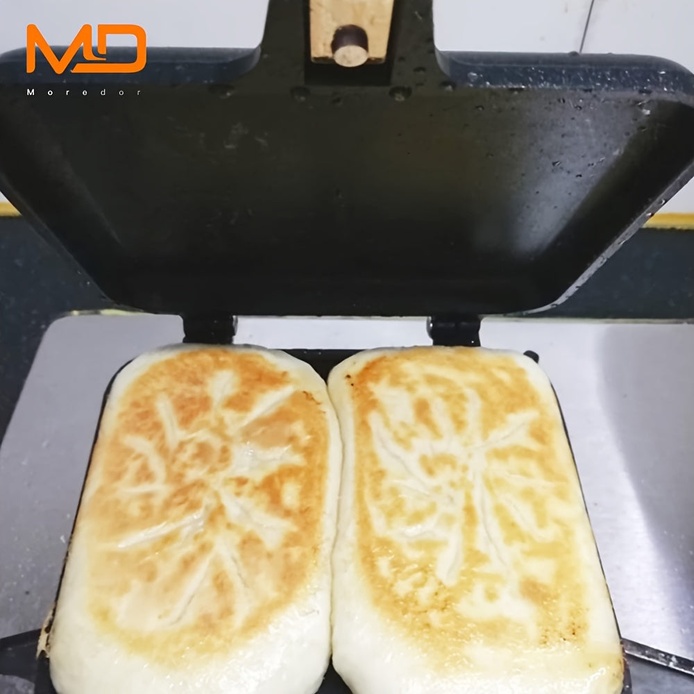 [1pc Non-Stick Sandwich Maker] MOREDOR 1pc Double-Sided Non-Stick Sandwich Maker & Griddle Pan | 1000W Portable Square Design with Detachable Plates | Indoor/Outdoor Kitchen Supplies, Easygrip Handles, Heatresistant Material