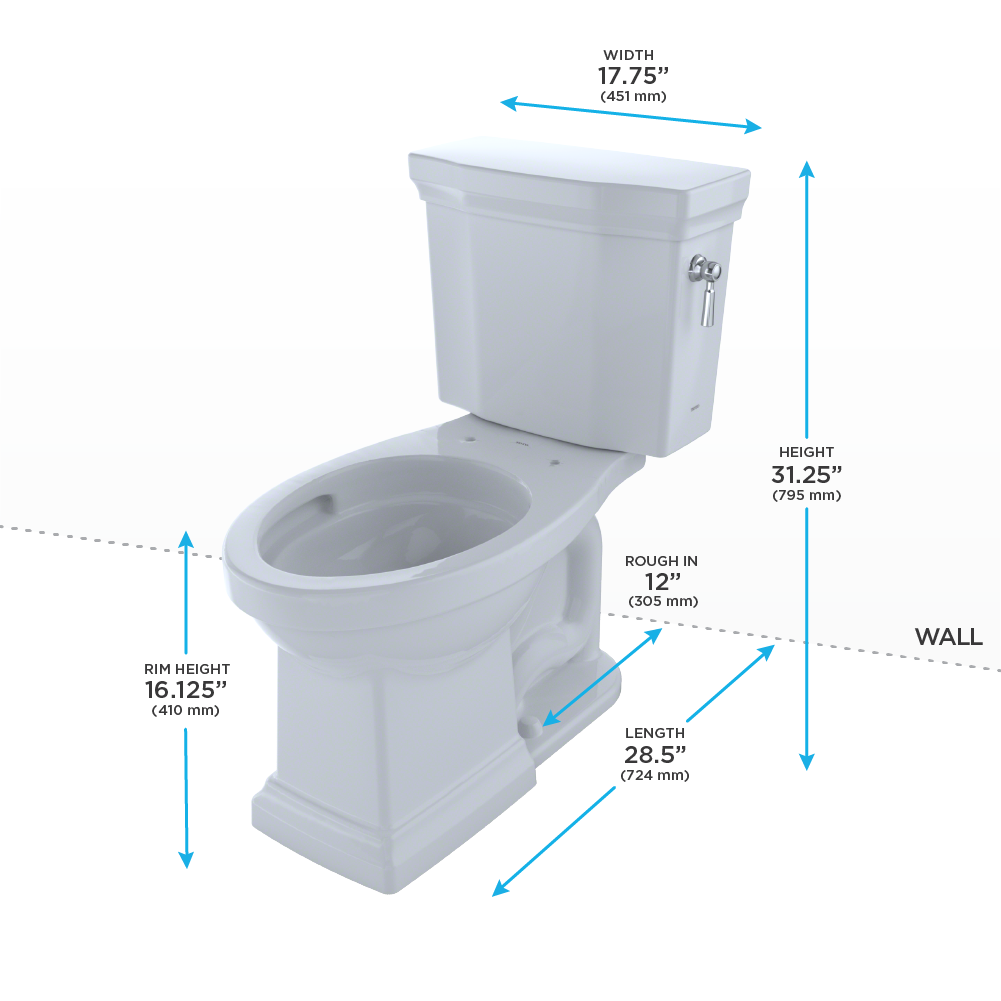 TOTO Promenade II 1G Two Piece Elongated 1.0 GPF Universal Height Toilet with Cefiontect and Right Hand Trip Lever