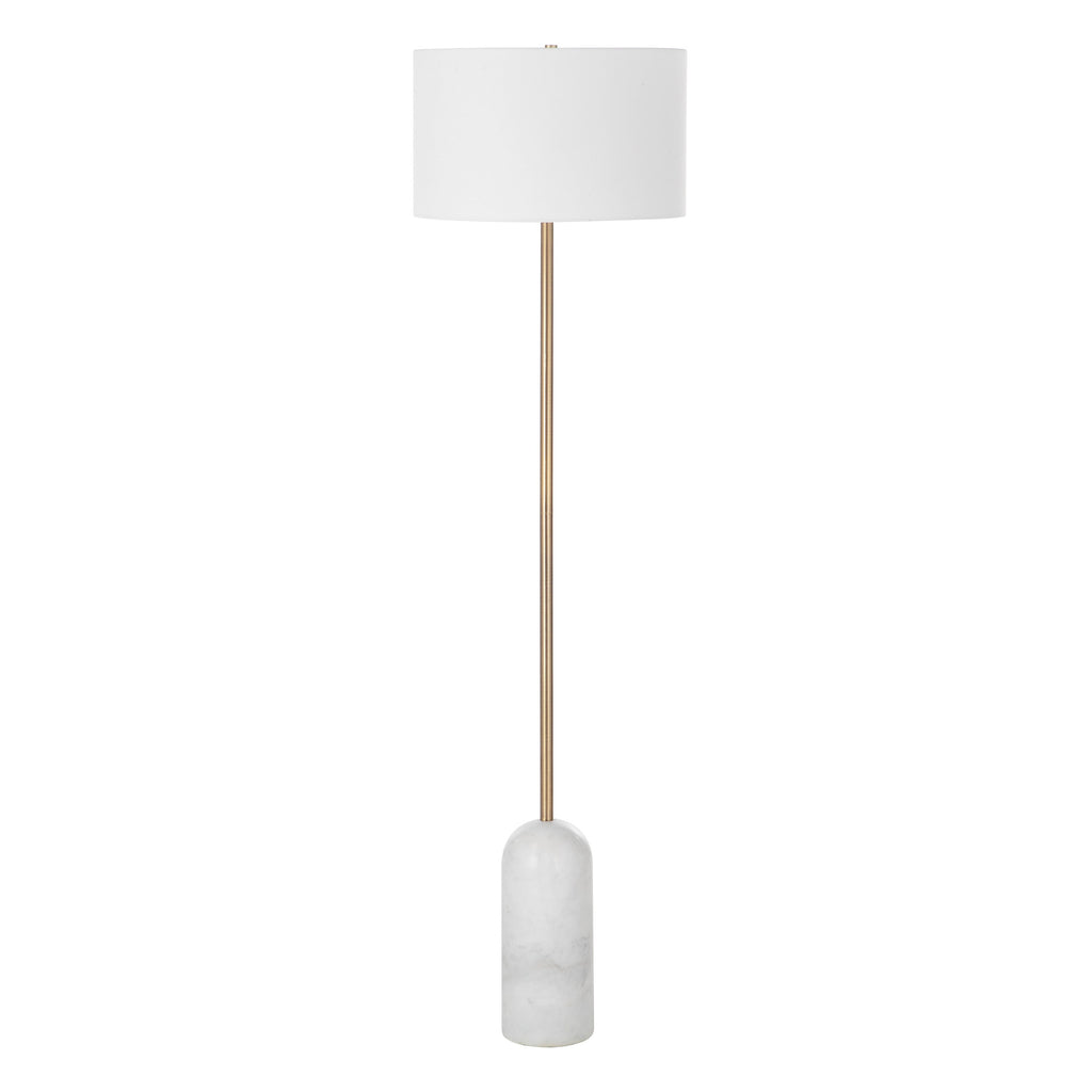 Renwil Lozica 62.5" Tall Antique Brushed Brass Floor Lamp with Drum Linen Shade