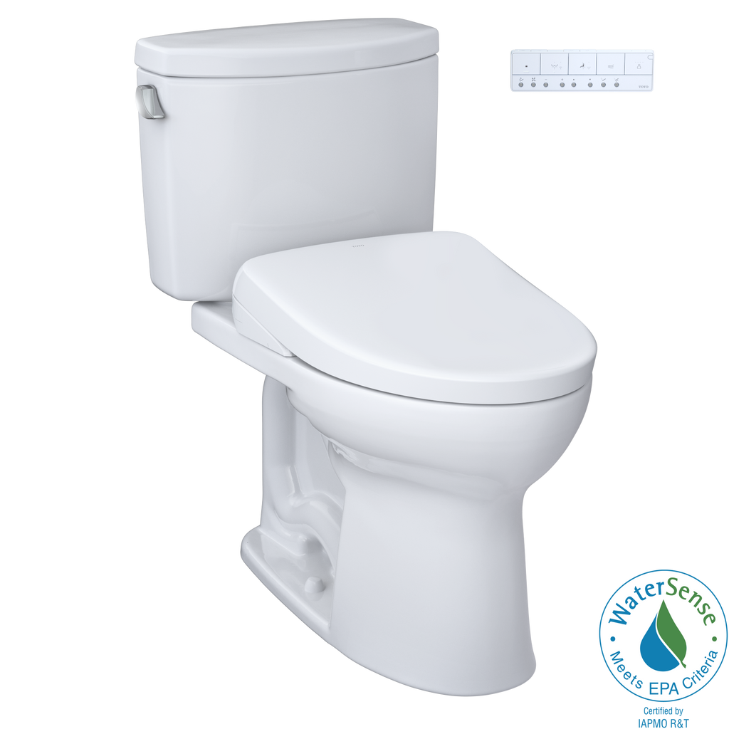 TOTO Washlet+ Drake II Two Piece Elongated 1.28 GPF Toilet and Washlet+ S7A Contemporary Bidet Seat