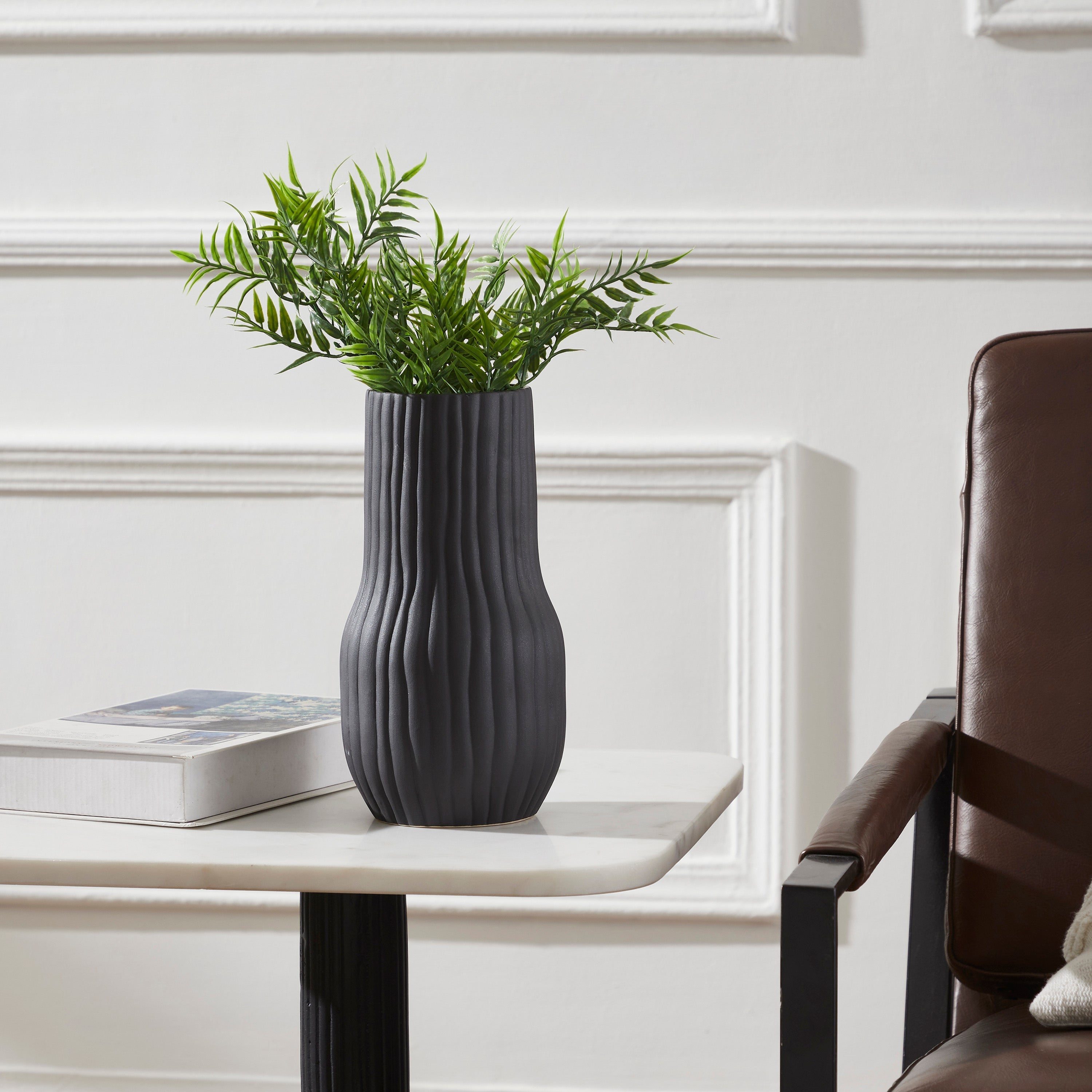 Renwil Nocera Indoor Ceramic Stoneware Vase - Matte Black