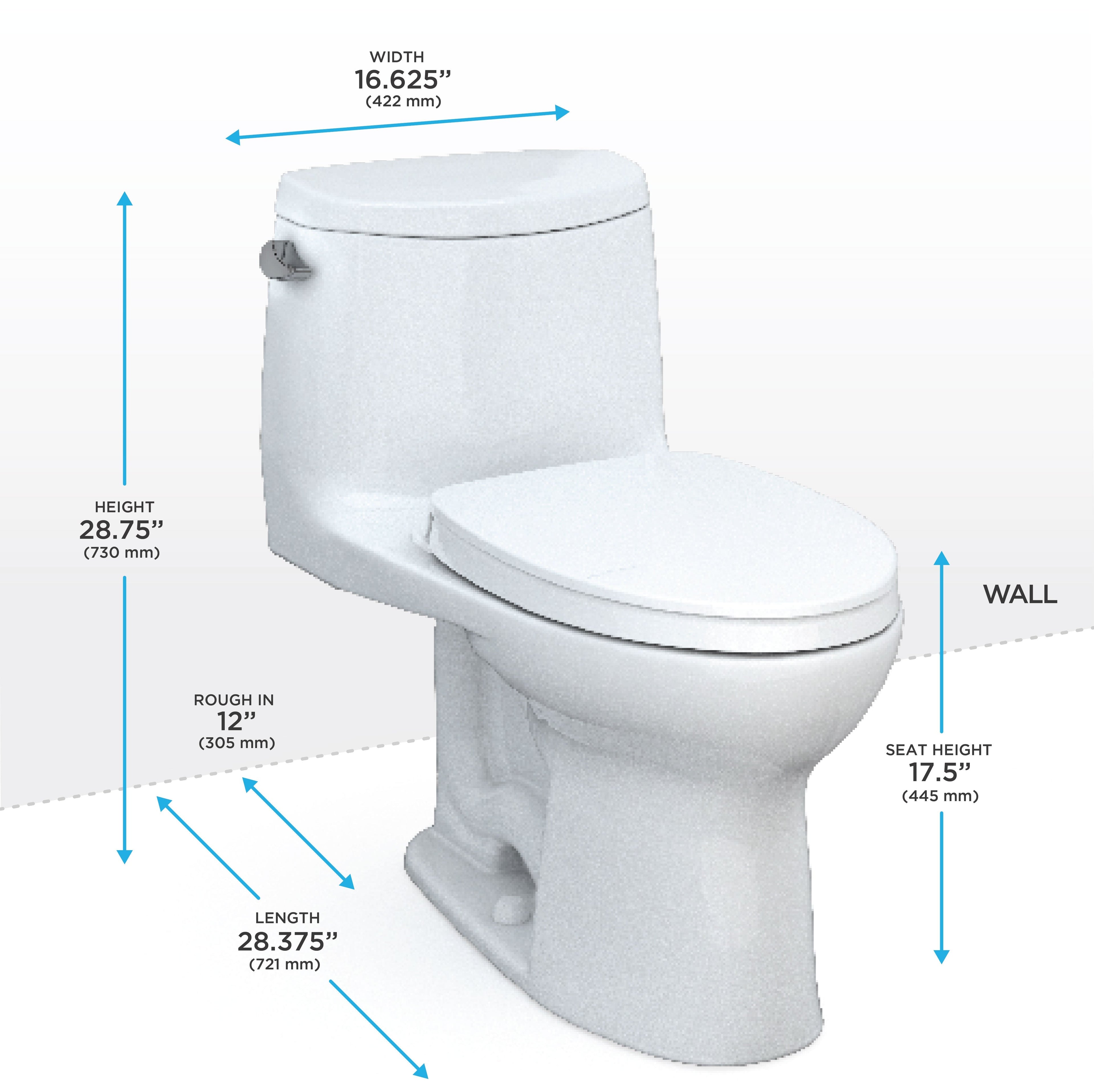 TOTO Ultramax II One Piece Elongated 1.28 GPF Universal Height Toilet with Ss124 Softclose Seat - Washlet+ Ready