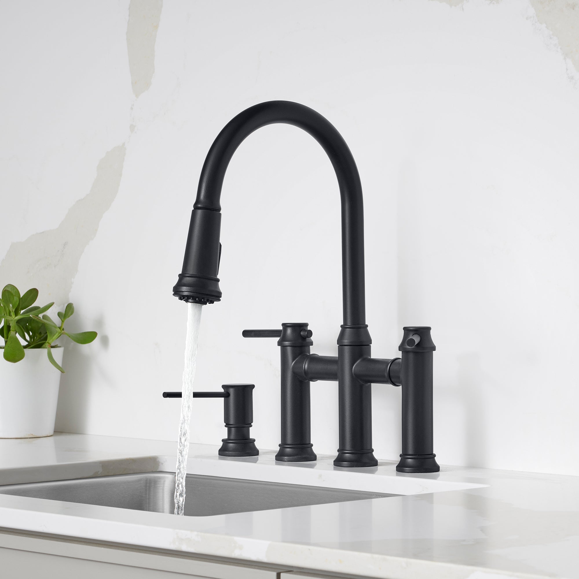 Blanco Empressa Pull-Down Dual-Spray Bridge Faucet