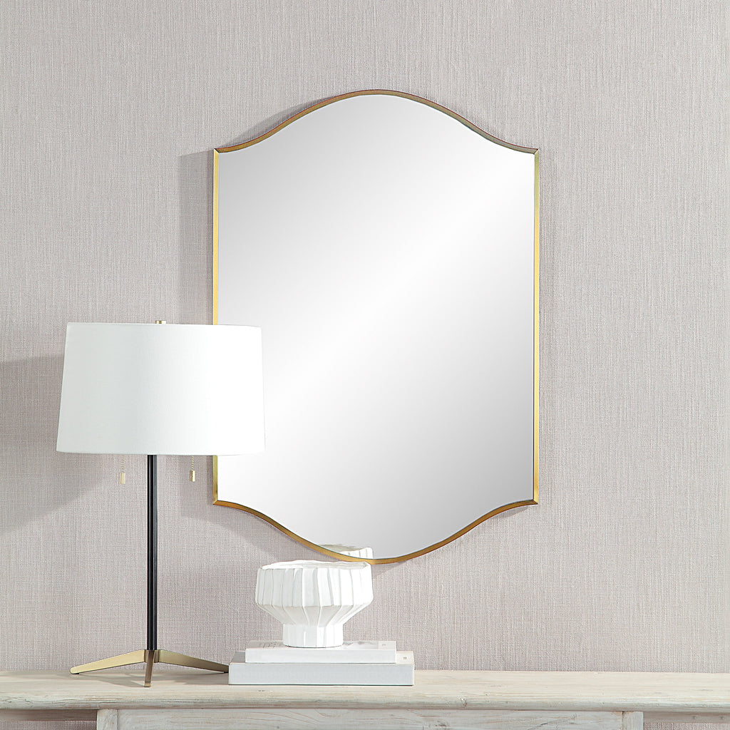 Renwil Florianne 36" Tall Rectangular Arch Mirror - Champagne