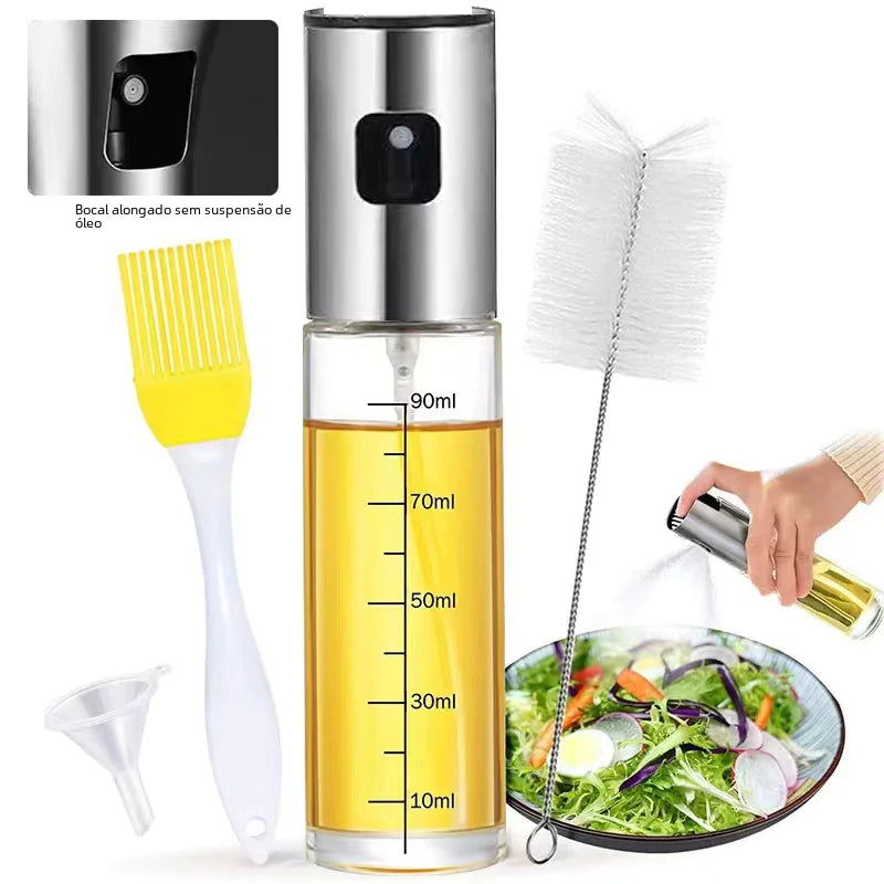 Stainless Steel Oil Spray Bottle Set with Brush and Funnel