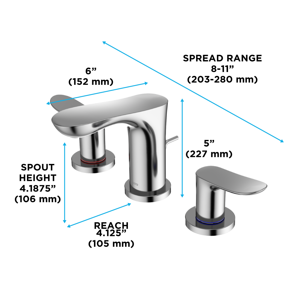 TOTO GO Series 1.2 GPM Two Handle Widespread Bathroom Sink Faucet with Drain Assembly
