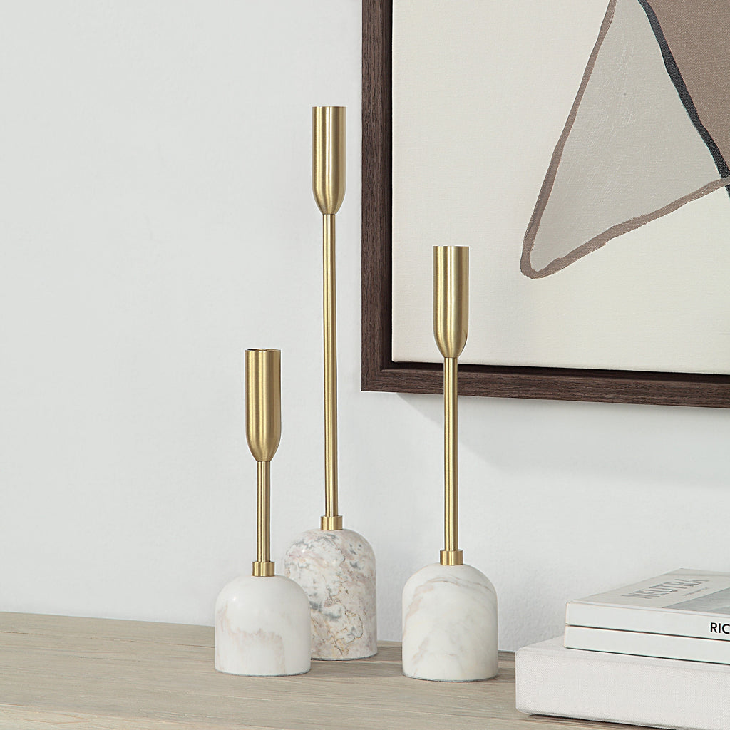 Renwil Marchesa Indoor Iron Set of 3 Tapered Candle Holder - Satin Brass