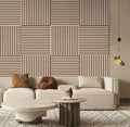 Square Wood Slat Acoustic Wall Panels – Sound Absorbing PET MDF Panels for Home Office Bedroom – Easy Installation