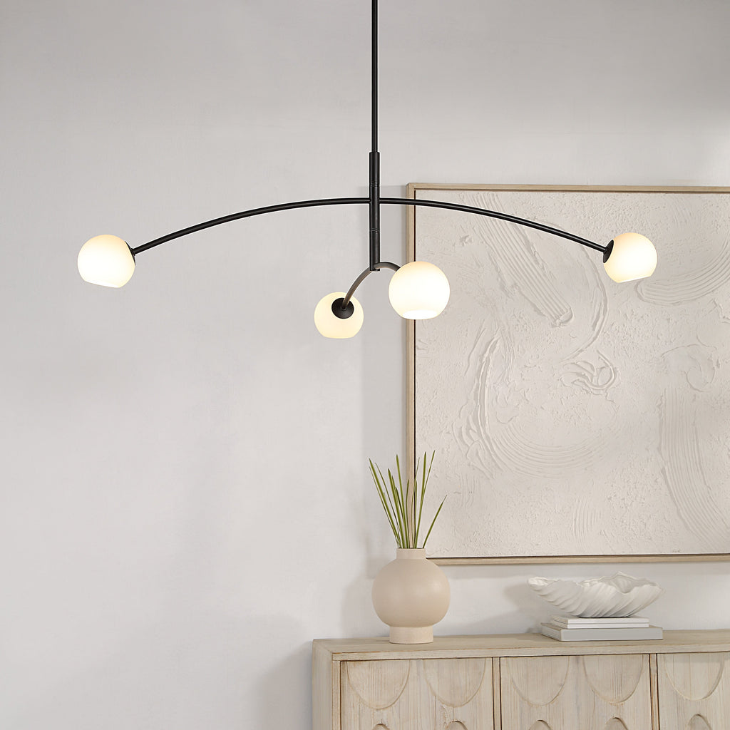 Renwil Nube 54" Wide 4-Light Chandelier - Matte Black