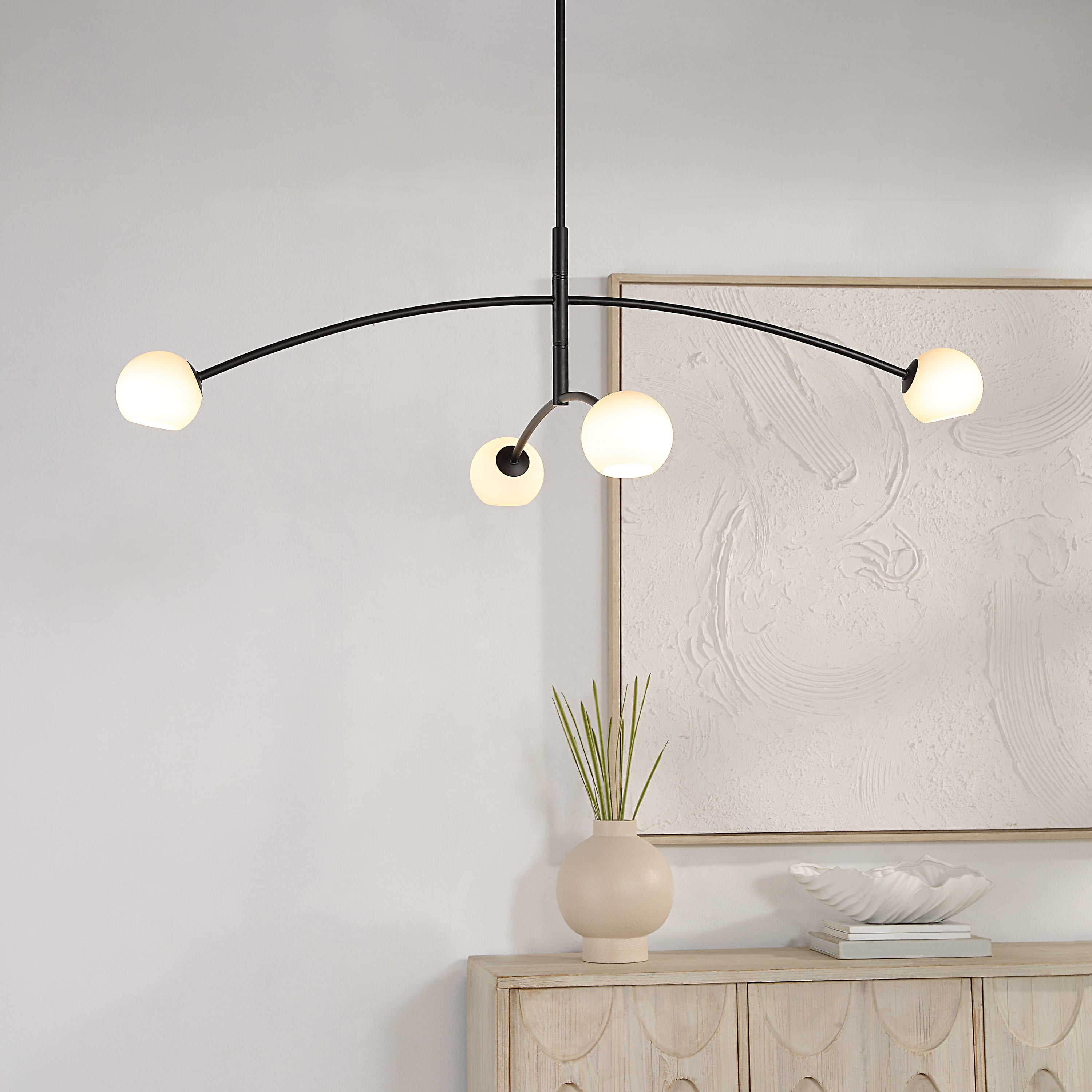 Renwil Nube 54" Wide 4-Light Chandelier - Matte Black