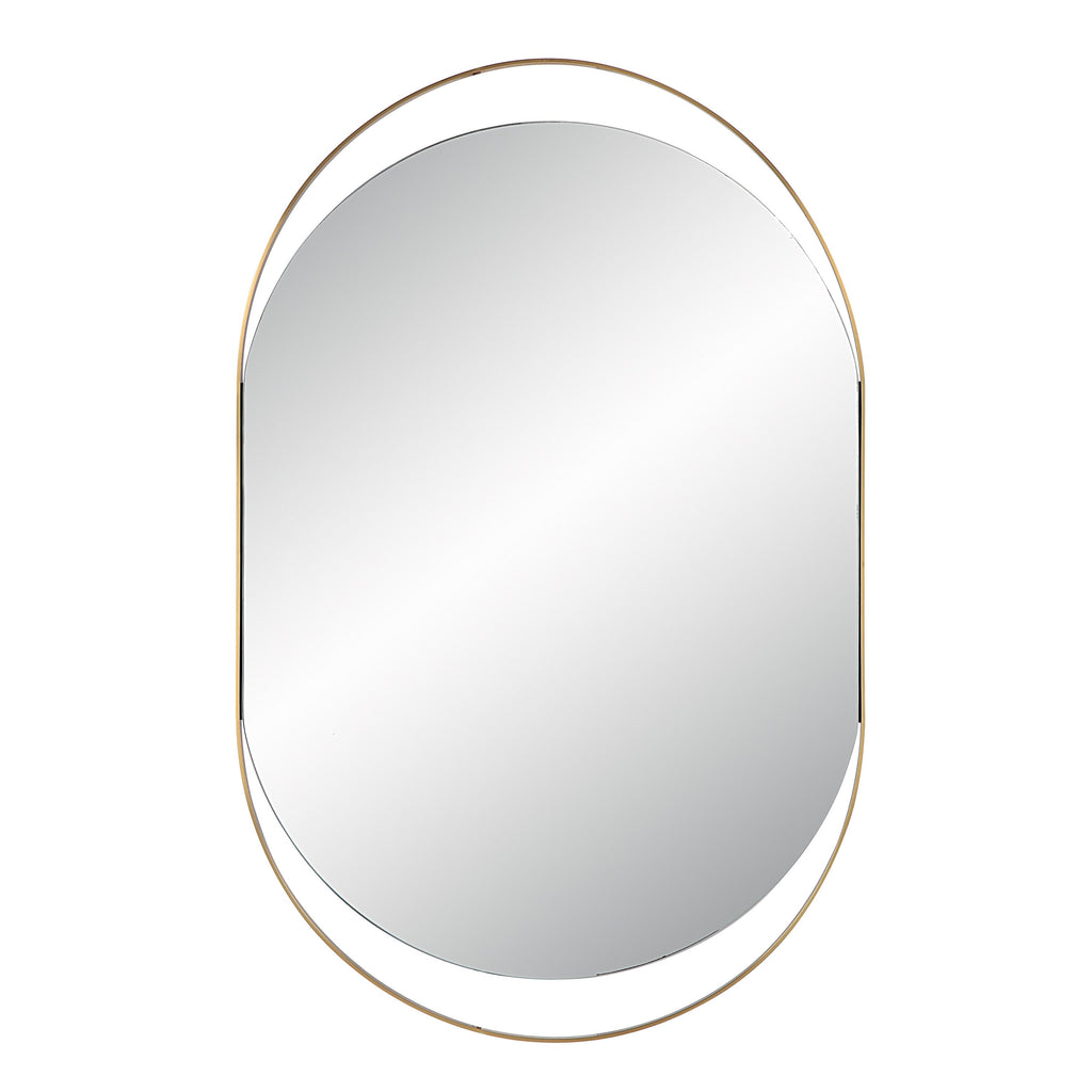 Renwil Ecru 40" Tall Pill Oval Mirror - Satin Brass
