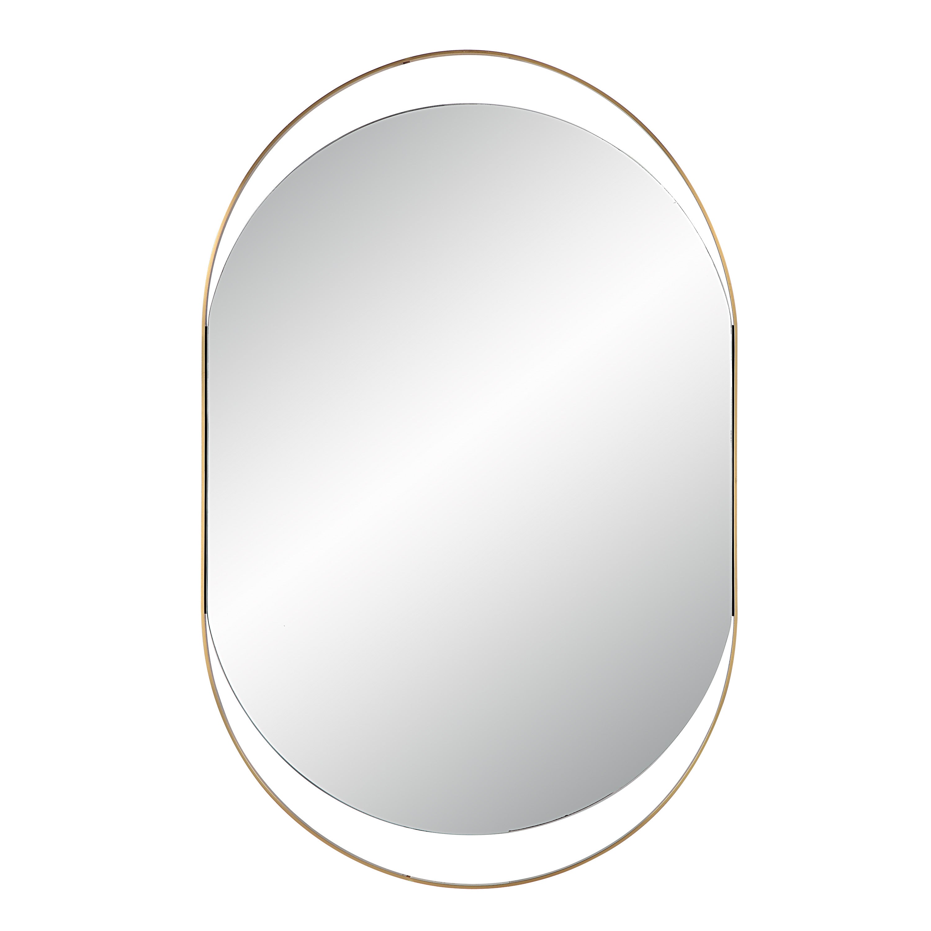 Renwil Ecru 40" Tall Pill Oval Mirror - Satin Brass