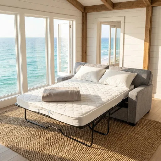 Eton Sofa Bed – Light Grey Fabric Pull-Out Sofa Bed for Living Room & Guest Room