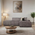 Modular Corner Sofa – Dark Grey Sectional Chaise with Stool 3-Seater Modular Sofa for Living Room or Small Spaces