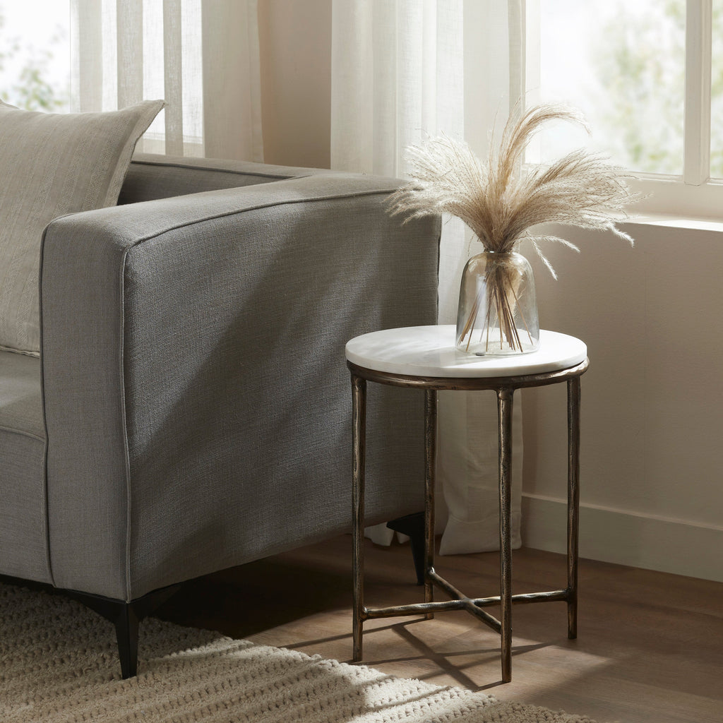 Renwil Pearson Indoor Cast Aluminum Side Table - Antique Brass