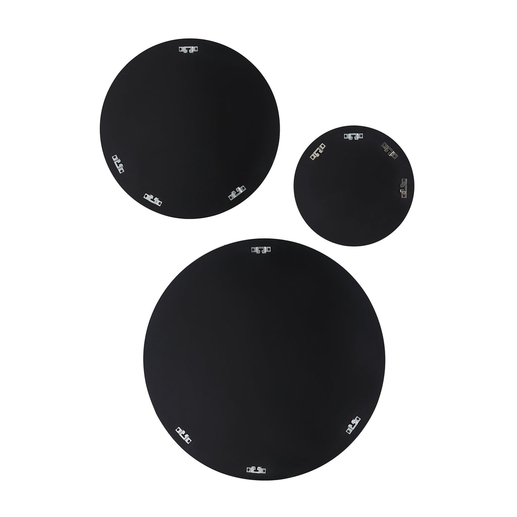 Renwil Dansk 3 Piece Tall Round Wall Mirror - Black