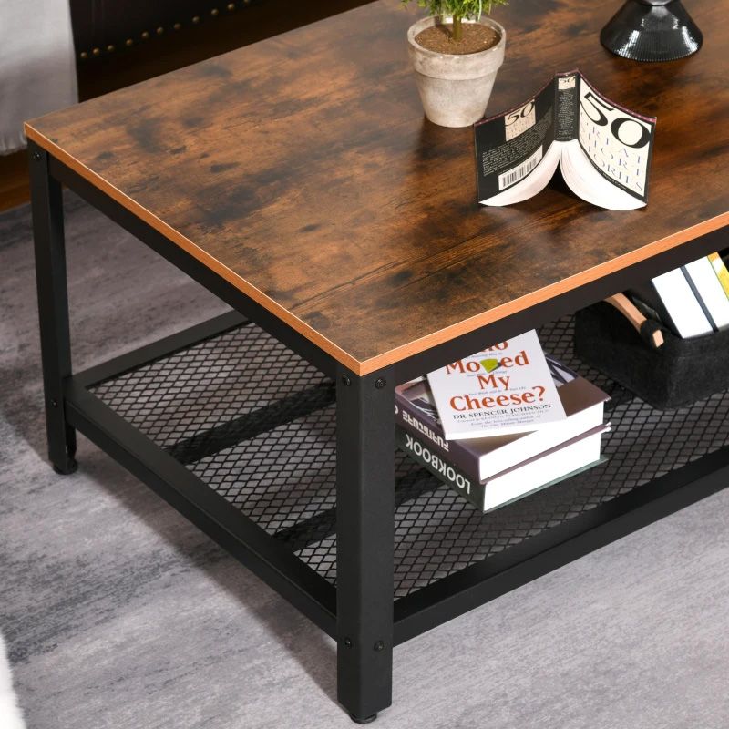Rustic Brown Coffee Table  Modern Wooden Living Room Centre Table UK