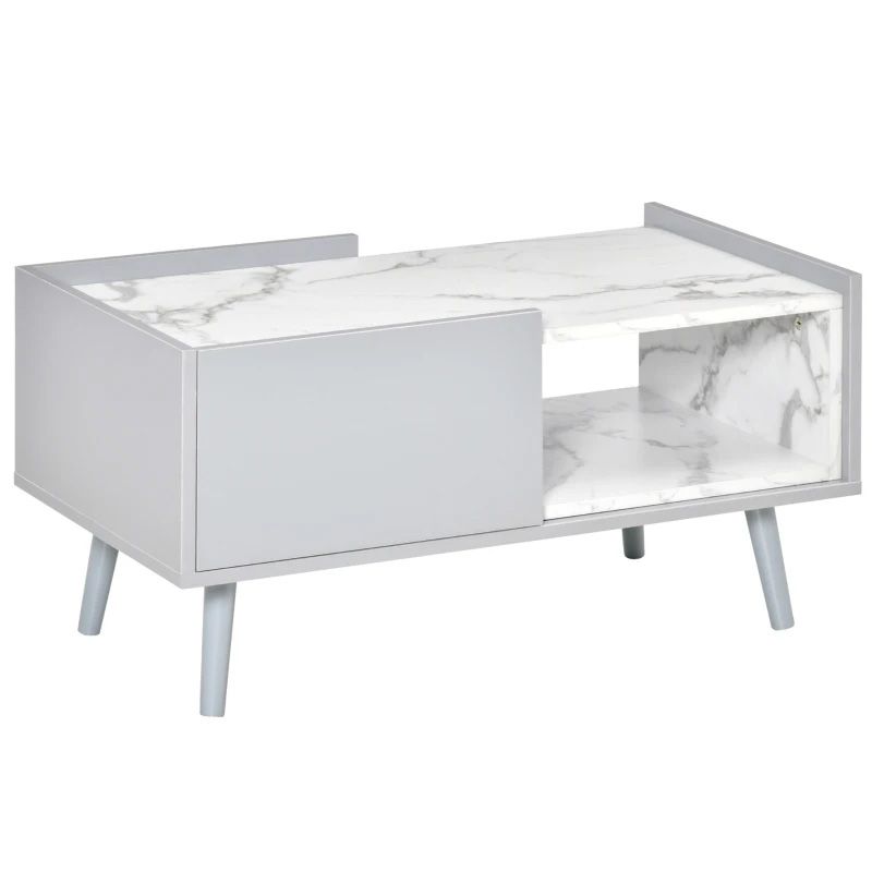 Two-Tone Grey & White Coffee Table with Storage  Modern Living Room Centre Table UK