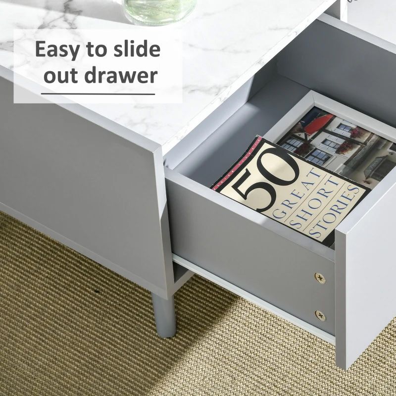 Two-Tone Grey & White Coffee Table with Storage  Modern Living Room Centre Table UK