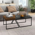 2 Piece Coffee Table Set – Rustic Brown & Black | Modern Industrial Living Room Furniture UK
