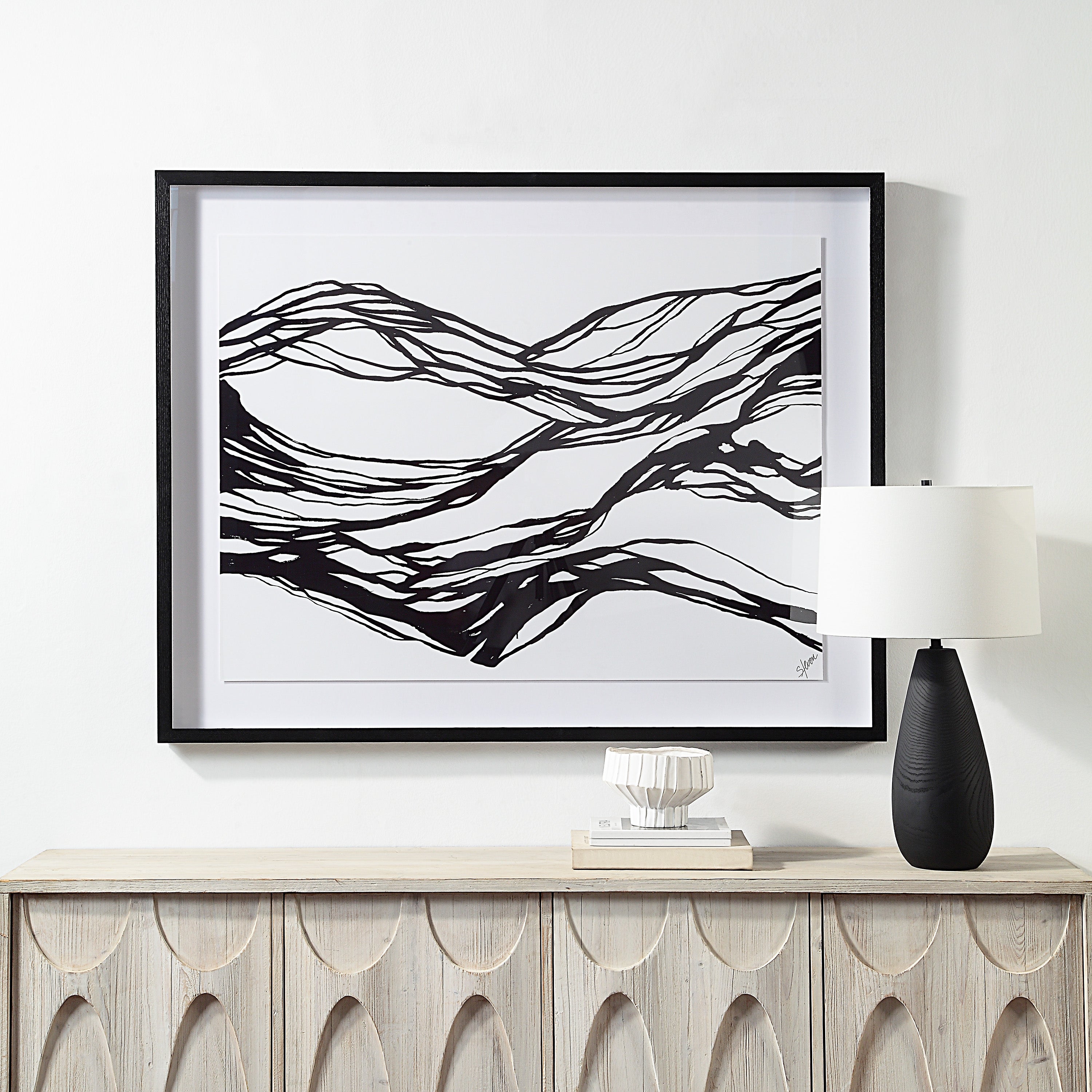 Renwil Mica 45" Wide Wall Art with Wood Frame - Painted Black