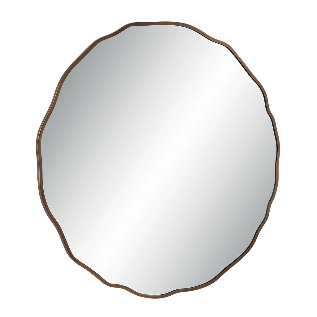 Renwil Bern 40" Tall Round Irregular Mirror - Antique Brushed Brass