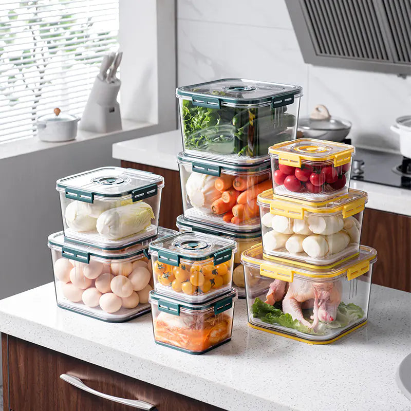 Square PET Freezer Storage Box Set for Kitchen